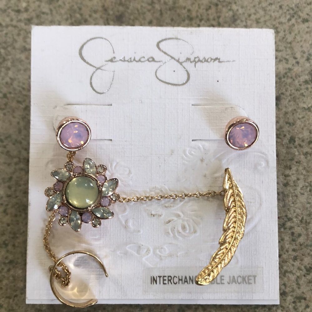 NWT Jessica Simpson earring set with cuff feather